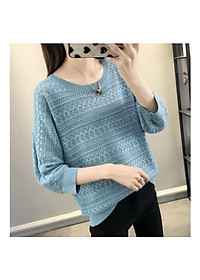 ÁO LEN DỆT KIM DẬP LỖ CỔ TRÒN TAY LỠ LEN MỀM MỊN