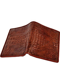 Ví Nam Da Cá Sấu Nguyên Con Kiểu Đứng Huy Hoàng HT2239 (12.5 x 10 cm) - Nâu Đất