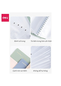 File lá A4 đựng tài liệu nhiều ngăn Nusign Deli - Tệp đựng tài liệu 30/40 lá chất liệu PP cao cấp tiện lợi nhiều màu sắc