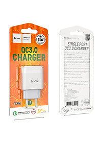 Củ sạc nhanh 18W Hoco chuôi tròn PC chống cháy hỗ trợ QC3.0 ( 2 màu ) - Hàng chính hãng