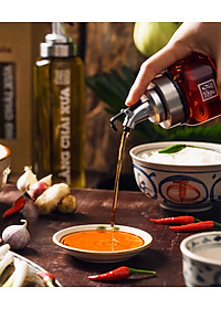 Cặp 2 Bình rót một chạm CAO CẤP One Touch Open đựng nước mắm, dầu ăn - thuỷ tinh siêu nhẹ Borosilicat