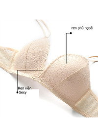  Bộ ĐồLót Ren Nữ Không Gọng Nâng Ngực Đệm Mỏng Azuno DL01  Phong Cách Sexy Dây Đôi Không Giãn Không Quăn Sau Khi Dùng Lâu