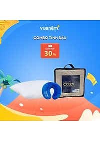 Combo Tình Đầu – 01 Chăn chần AMD Cozy 160*200cm + 01 Gối nằm Doona Promo 45*65cm + 01 Gối tựa cổ Vua Nệm 32*28cm