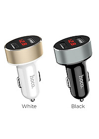 Tẩu sạc oto hoco z26 2 cổng sạc 2.4A có led hiển thị dùng cho ô tô xe hơi giao mầu ngẫu nhiên - hàng chính hãng