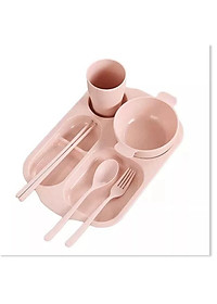 Bộ Khay đựng đồ ăn kèm phụ kiện bằng Lúa Mạch - Hàng Chính Hãng 