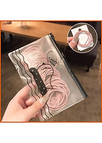 SET 100 DÂY THUN CỘT TÓC SIÊU DAI SIÊU BỀN CÓ TÚI ZIP