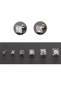 Bông Tai Nam Nữ Đá Vuông Phong Cách Unisex Chất Liệu Thép Titan Ko Rỉ TT 0860 - 1 Cặp