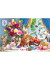 Tranh Xếp Hình Random Cut 750 Mảnh Minh Châu – Cute Kittens (40x60cm)