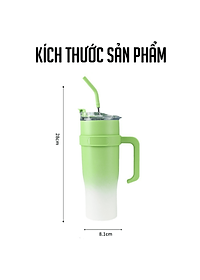 Ly Giữ Nhiệt Inox 304 Cao Cấp Besti - Tặng Kèm Ống Hút Không Gỉ, Ticker 3D, Bình Giữ Nhiệt Có Tay Cầm (1200ml) - Hàng Chính Hãng 