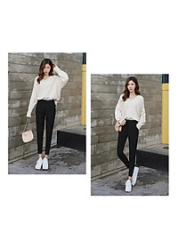 Quần baggy nữ lưng cao công sở đẹp Doloxi khóa sườn cạp chun sau co giãn Q435