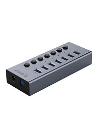 Bộ Chia USB HUB ORICO BT2U3-7AB-GY (Xám) 7 Cổng USB 3.0 Với Các Cổng Riêng Lẻ- Hàng Chính Hãng