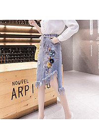 Chân váy jean thiết kế ngang gối 06 C001