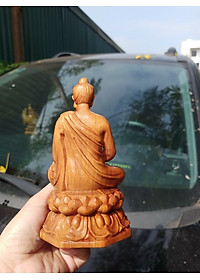 Tượng phật thích ca mini để xe ôtô bằng gỗ hương đá kt 15×9×9cm