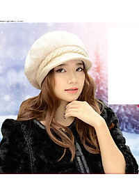 Mũ nồi len lông thỏ cao cấp nón len lưỡi trai nữ thời trang