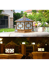 Bộ 2 cái đèn trụ cổng khung nhôm 30x30x38cm năng lượng mặt trời