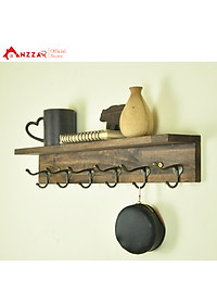 Móc gỗ treo quần áo gắn tường nhiều kích thước màu nâu rustic, kệ treo đồ trang trí Anzzar, decor phòng ngủ,móc treo quần áo, phụ kiện, giá gỗ treo quần áo