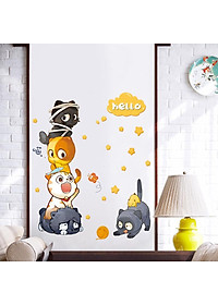 Decal trang dán tường Chó Mèo Nghộ Nghĩnh XH9314