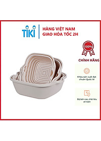 Combo Thau Rỗ 6 Món Đựng Rau Củ Quả Đa Năng Nhiều Cỡ Chất Liệu Nhựa PP Nguyên Sinh An Toàn - Hàng chính hãng