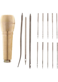 1 Chiếc Đồng Lều Da Vải May Awl + 13 Chiếc Cong Thẳng Kim