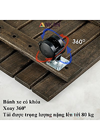 Đế Lót Chậu Cây Có Bánh Xe Thương Hiệu ANKAN, Đế Để Chậu Cây, Mặt Vuông Bằng Gỗ Tràm, Màu Đen Đường Kính 30 Cm, Tải Trọng 80kg - Hàng Xuất Khẩu
