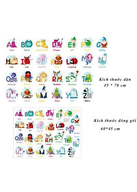 Sticker Decal dán tường 24 CHỮ CÁI VÀ TỪ VỰNG TIẾNG ANH - XH6221