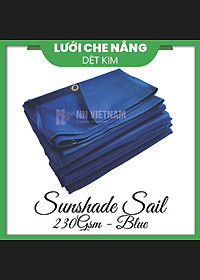 LƯỚI CHE NẮNG 80% MAY VIỀN KHUY - MÀU XANH DƯƠNG - SIZE 3M X 3M