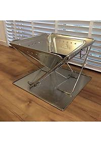 Bếp nướng than than hoa inox đồ cắm trại Campingmoon campoutvn MT35 du lịch dã ngoại xếp gọn có túi kèm theo dùng 8-10 người ăn A015