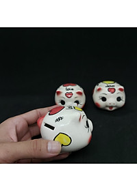 Combo 2 Con HEO ĐẤT Tiết Kiệm Gốm Men Sứ Bát Tràng cao cấp - Size MINI Màu TRẮNG SỮA, Heo Phong thủy Thu Hút Tài Lộc, May Mắn - Lợn Đất chưng bàn làm việc, bàn học, trang trí nội thất, giải hạn