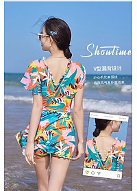 Đồ bơi nữ dạng váy duyên dáng kín đáo có quần short liền trong váy