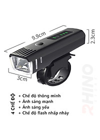 Đèn xe đạp siêu sáng cảm biến thông minh, chống nước Rhino L101 tự động điều chỉnh độ sáng theo môi trường, pin sạc, 4 chế độ sáng, pin từ 4-8 tiếng
