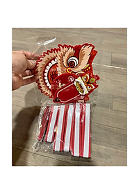 BỘ QUẠT GIẤY ĐỎ 6 CHIẾC – HÌNH ĐẦU LÂN TRANG TRÍ TẾT / TRUNG THU (khách tự ráp lại thành phẩm theo hình)