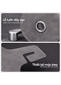 Móc Treo Đa Năng Có Hộc Đựng Ly Trên Ô Tô CIND BO-L021 Bằng Kim Loại Bọc Da Lộn Màu Xám Sang Trọng Cho Nội Thất Xe - Nhập Khẩu Chính Hãng