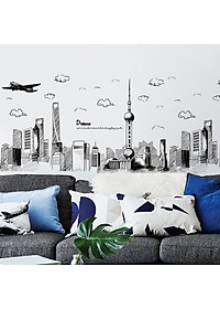 Decal dán tường kết hợp Bầu trời đêm Dubai XH5206+xc9001+xc9002 [ Size Lớn ] 