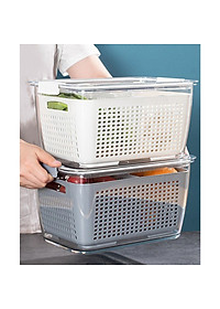 Hộp Đựng Thực Phẩm dễ dàng bảo quản rau củ để Tủ Lạnh 2 Lớp Có Lỗ Thoát Nước, Có Khóa Thoát Khí - Hàng Loại 1 