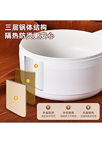 Nồi điện, lẩu điện, chảo điện mini đa năng 2L gián hấp chiên xào (kèm khay hấp và tay cầm) - Hàng chính hãng