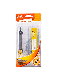 Bộ Compa Deli, Xanh Da Trời, Gồm 6 Dụng Cụ/Bộ - E9609