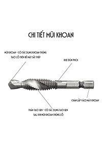 Bộ 6 Mũi Khoan Taro HSS 4341 Tạo Ren Cao Cấp, giúp tiết kiệm thời gian thi công, tiết kiệm chi phí siêu tiện lợi. M3, M4, M5, M6, M8, M10 