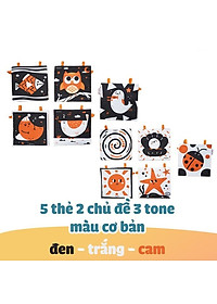 Bộ Đồ Chơi Thẻ Vải Lalala Baby 5 Chất Liệu Kích Thích Thị Giác Cho Trẻ Sơ Sinh