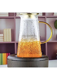 Bộ bình uống nước kèm 6 cốc thủy tinh crystan đáng loe chịu nhiệt cao cấp - ANTH472