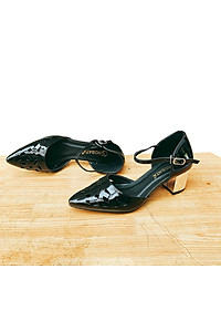 Giày sandal nữ hàng hiệu rosata cao gót đế cao 5 phân màu đen za05