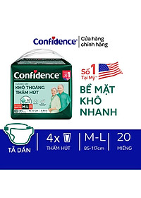 Tã dán người lớn Confidence Classic Day khô thoáng thấm hút size M/L gói 20 miếng