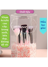 Hộp Đựng Cọ Trang Điểm Ngọc Trai Acrylic- Hộp Cọ Trong Suốt Sang Trọng- Lọ Đựng Cọ Kèm Hạt Trang Trí 3D- Hộp Makeup Brush Holder Cao Cấp- Hộp Đựng Cọ Trang Điểm Hạt Ngọc Tinh Tế