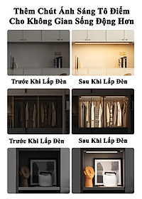 Đèn LED Cảm Biến Hồng Ngoại KUNBE Với Ánh Sáng 3 Màu, Hiệu Ứng Độc Đáo, Nhiều Kích Cỡ, Phù Hợp Trang Trí Tủ Quần Áo, Cầu Thang, Nhà Bếp, Phòng Khách, Phòng Ngủ