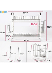 Kệ đựng chén bát 2 tầng Inox 304 cao cấp đa năng Hobby home decor KC2F