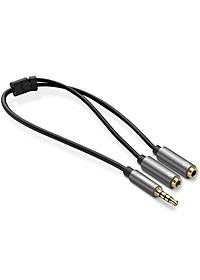 Dây chuyển đổi 3.5mm đực sang hai đầu 3.5mm cái (1 đầu hỗ trợ Mic, 1 đầu hỗ trợ tai nghe) UGREEN AV141 - Hàng chính hãng