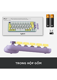 Bàn phím cơ không dây bluetooth | USB Logitech POP KEYS - với 8 phím emoji có thể điều chỉnh, switch tactile, kết nối 3 thiết bị - Hàng chính hãng