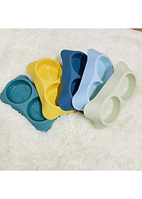 Bát Ăn Đôi Nhựa Cao Cấp Cho Chó Mèo Hình Thang