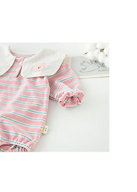 [121:H16] Body sọc ngang cổ thêu hoa và gấu hàng quảng châu đáng yêu cho bé gái