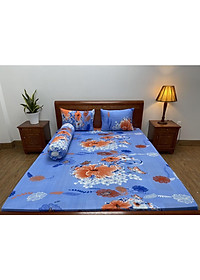 Bộ ga giường,drap trải giường,ga bo chun  thun lạnh Hàn Quốc 4 món (1 ga +2 áo gối nằm+1 áo ôm) size nệm 5-20cm