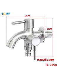 Vòi củ sen lạnh đa năng 2 đầu xả Inox 304 ren 21 Hobby home decor CS1